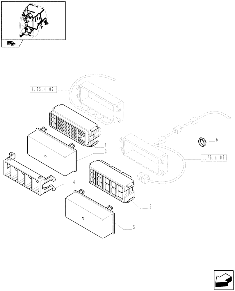 Схема запчастей Case IH MAXXUM 120 - (1.75.4[075]) - FUSEBOX & RELATED PARTS (06) - ELECTRICAL SYSTEMS
