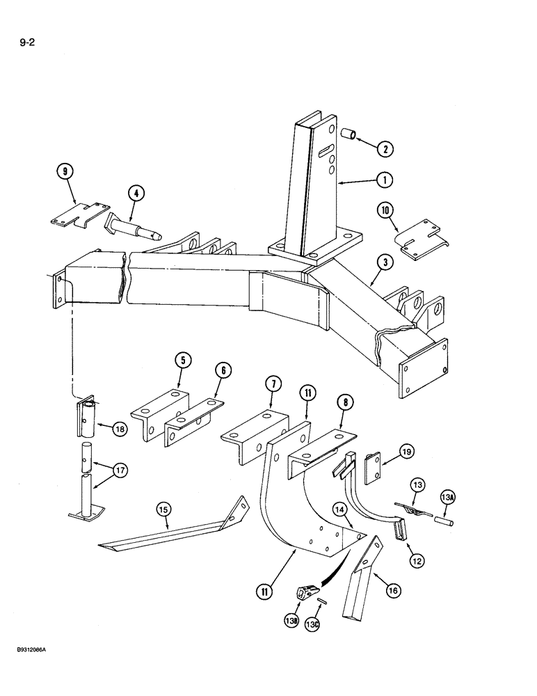 Схема запчастей Case IH 10 - (9-02) - MAST AND FRAME, 10 SUBSOIL CHISEL, 5, 7 AND 9 SHANK (09) - CHASSIS/ATTACHMENTS