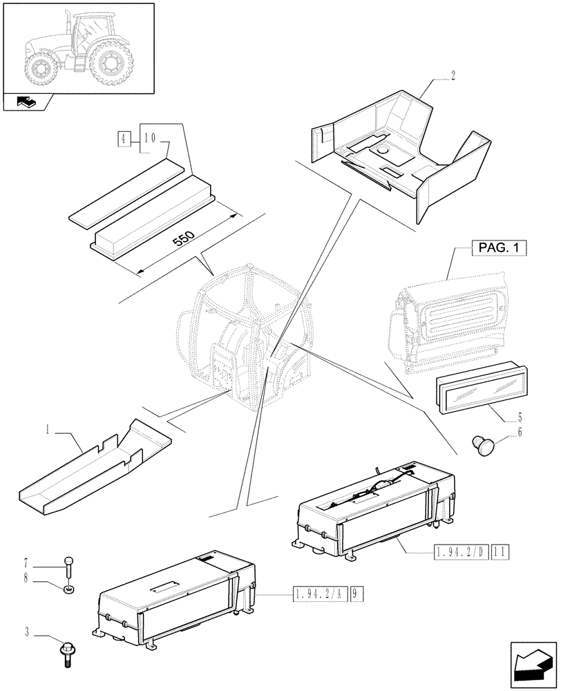 Схема запчастей Case IH PUMA 115 - (1.94.2[03]) - HEATING - HEATER - AIR CONDITIONER AND RELATED PARTS - C6481 (10) - OPERATORS PLATFORM/CAB