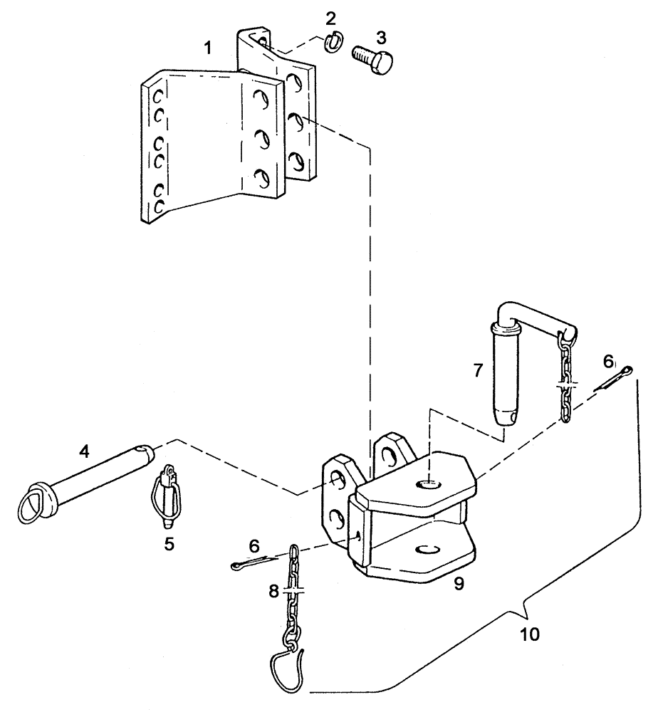 Схема запчастей Case IH C55 - (09C-10[01]) - TRAILER HITCH FOR ITALY (09) - CHASSIS/ATTACHMENTS