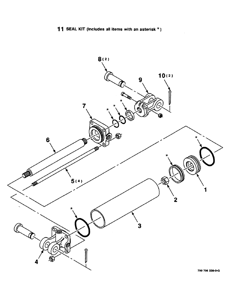 Схема запчастей Case IH 8580 - (08-10) - HYDRAULIC CYLINDER ASSEMBLY, DENSITY CONTROL, 700706338 HYD. CYLINDER COMPLETE, 4" BORE X 16" STROKE (07) - HYDRAULICS