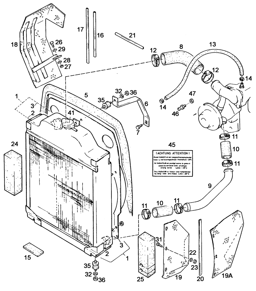 Схема запчастей Case IH C55 - (02-01[01]) - RADIATOR AND CONNECTIONS (02) - ENGINE