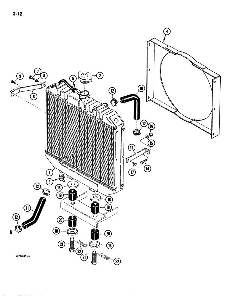 Схема запчастей Case IH 1825 - (2-12) - RADIATOR AND MOUNTING PARTS, DIESEL MODELS (02) - ENGINE