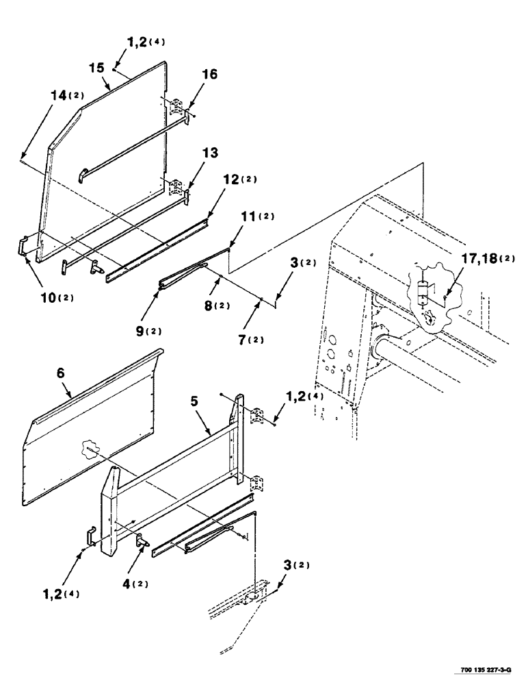 Схема запчастей Case IH RS551 - (7-24) - SHIELD, LATCH AND SUPPORT ASSEMBLIES, RIGHT (12) - MAIN FRAME