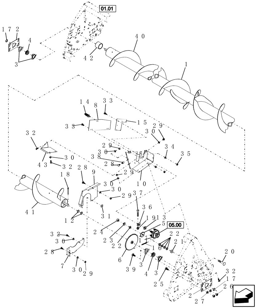 Схема запчастей Case IH 2208 - (04.01[1]) - AUGER DRIVE, SINGLE, BPIN CBJ030601 [INCLUDES ALL HAJ & PRIOR PINS] (58) - ATTACHMENTS/HEADERS