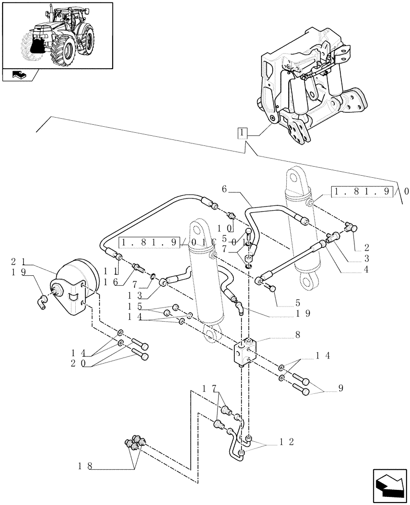 Схема запчастей Case IH PUMA 165 - (1.81.9/01C[02]) - LIFTER - BREAKDOWN - C6726 (07) - HYDRAULIC SYSTEM