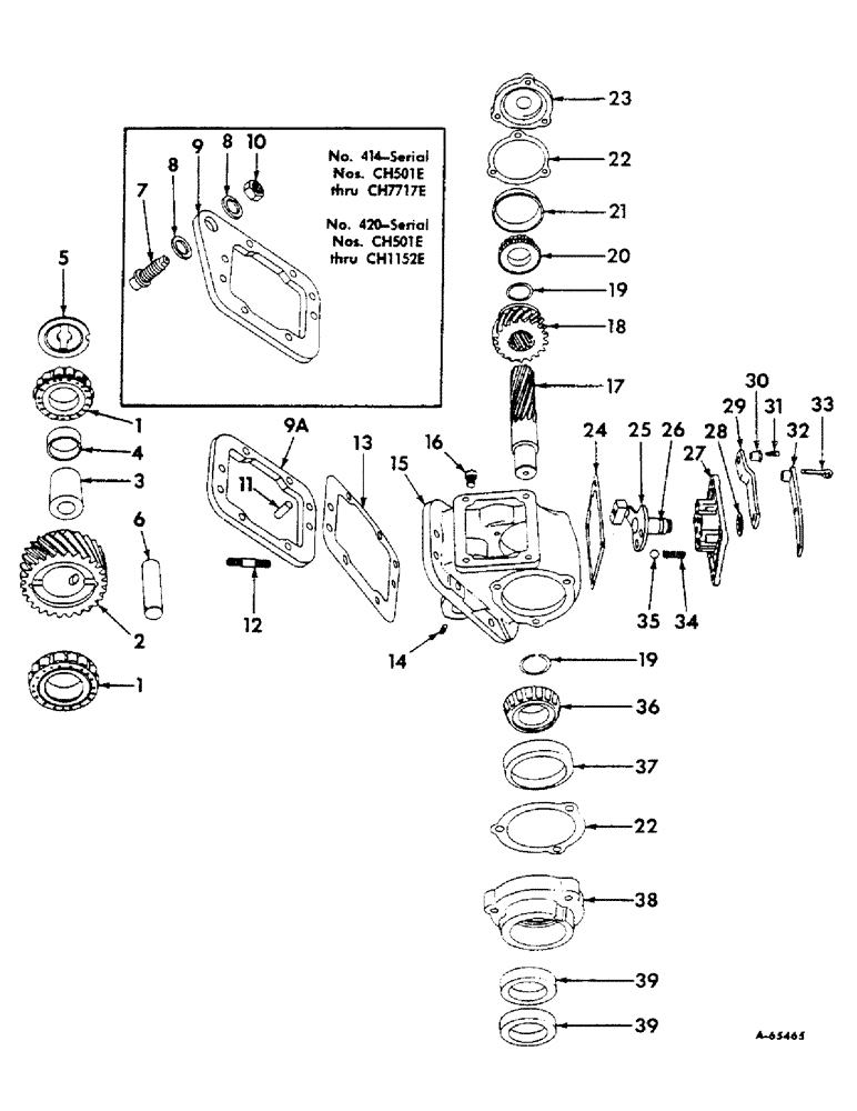 Схема запчастей Case IH 414 - (040) - POWER TAKE-OFF, 414501E THROUGH 1119G, 420501E THROUGH 2059G (14) - MAIN GEARBOX & DRIVE