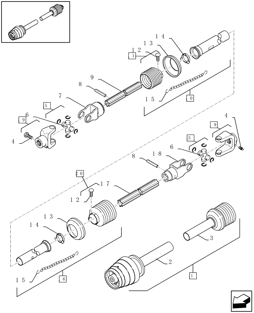 Схема запчастей Case IH LBX421R - (01.08[01]) - POWER TAKE-OFF, REAR (01) - POWER TAKE OFF
