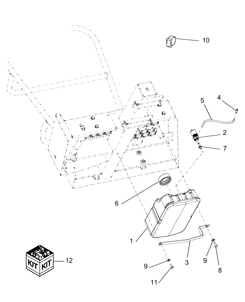Схема запчастей Case IH AFX8010 - (E.34.A.66.01[01]) - PUMP & RESERVOIR, WINDSHIELD WASHER - PRIOR TO PIN HAJ105701 E - Body and Structure