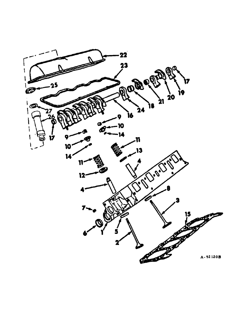 Схема запчастей Case IH V-345 - (B-13) - CYLINDER HEAD AND RELATED PARTS 