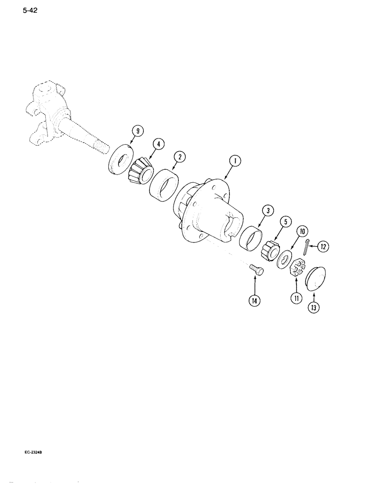 Схема запчастей Case IH 995 - (5-42) - WHEEL HUB, SWEPT BACK CAST FRONT AXLE (05) - STEERING