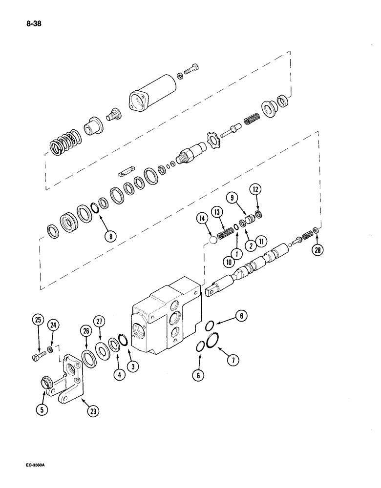 Схема запчастей Case IH 895 - (8-38) - REMOTE AUXILIARY VALVE ASSEMBLY, WITHOUT CHECK VALVE (08) - HYDRAULICS