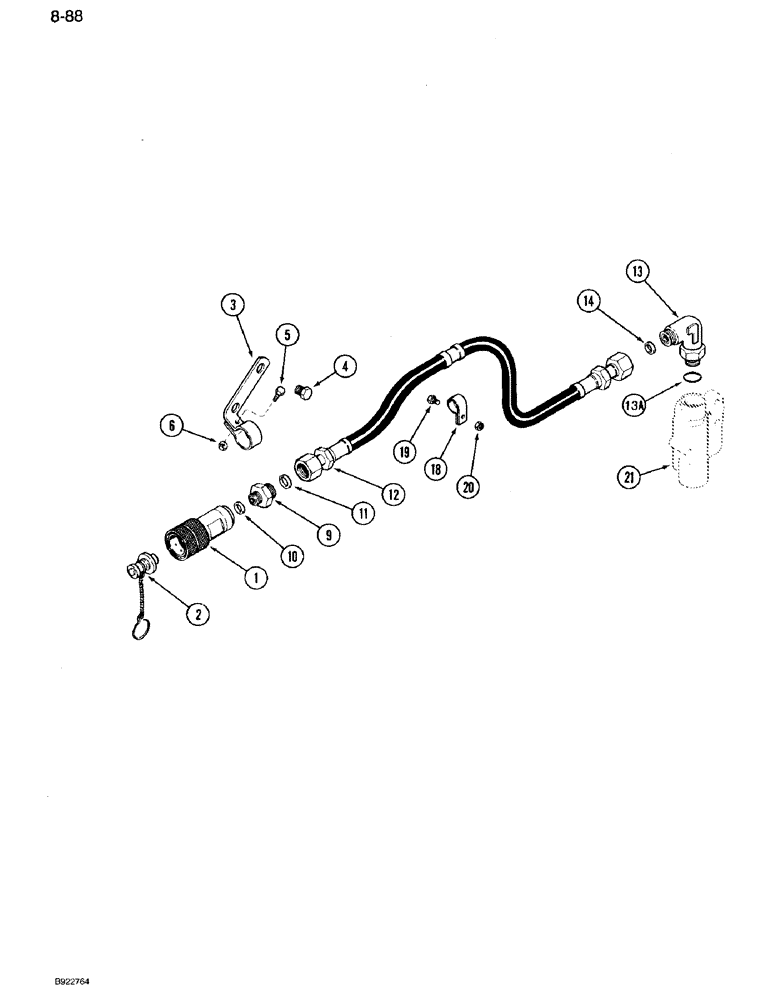 Схема запчастей Case IH 7110 - (8-88) - HYDRAULIC MOTOR OIL RETURN ATTACHMENT, PRIOR TO TRANSMISSION SERIAL NUMBER AJB0018756 (08) - HYDRAULICS