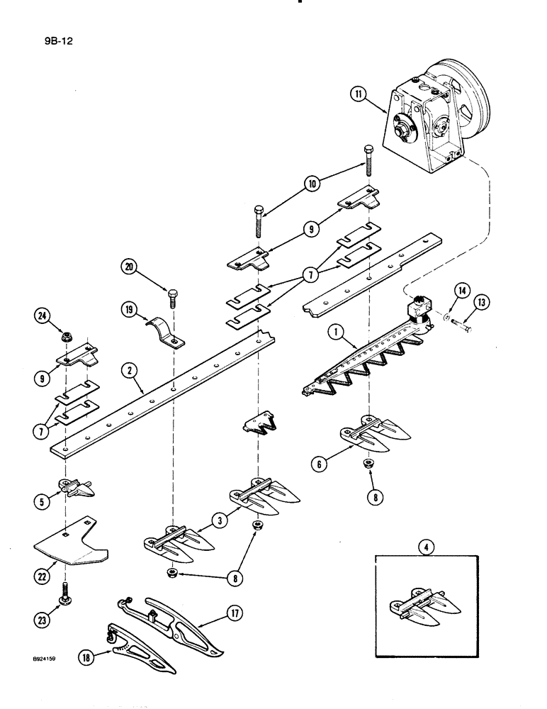 Схема запчастей Case IH 1020 - (9B-12) - KNIFE GUARDS AND CUTTER BAR, 3 INCH (58) - ATTACHMENTS/HEADERS