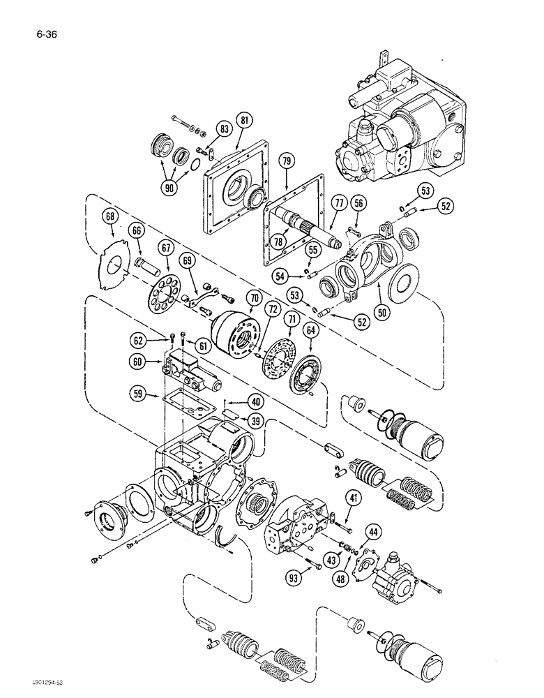 Схема запчастей Case IH 1680 - (6-036) - HYDROSTATIC PUMP ASSEMBLY, W/ SINGLE & DUAL SPEED MOTOR, CORN AND GRAIN COMBINE, (CONTD) (03) - POWER TRAIN