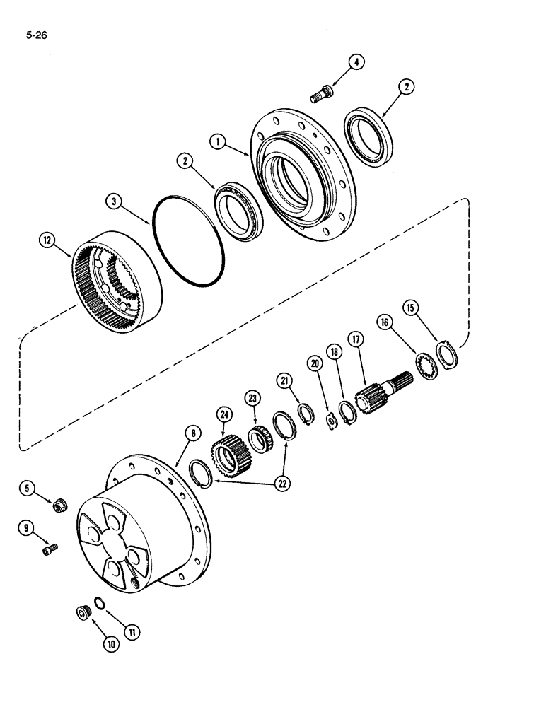 Схема запчастей Case IH 3594 - (5-026) - FRONT AXLE PLANETARIES AND HUB (05) - STEERING