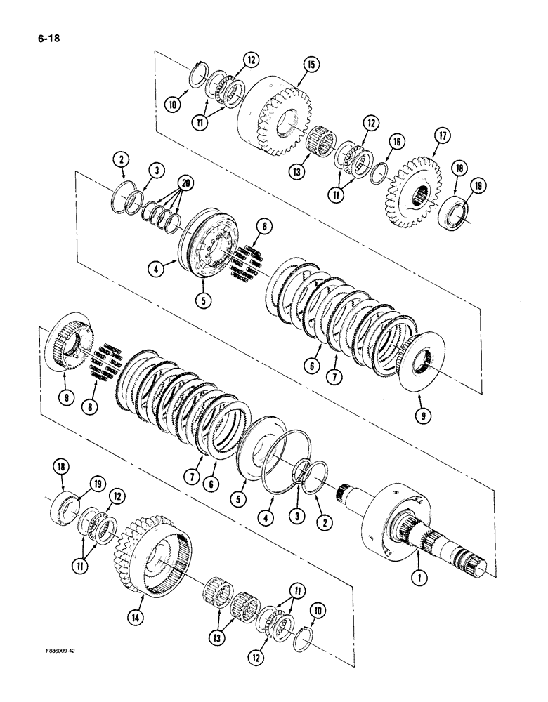 Схема запчастей Case IH 9150 - (6-018) - TRANSMISSION, 7 INCH CLUTCH PACK, SECOND (06) - POWER TRAIN