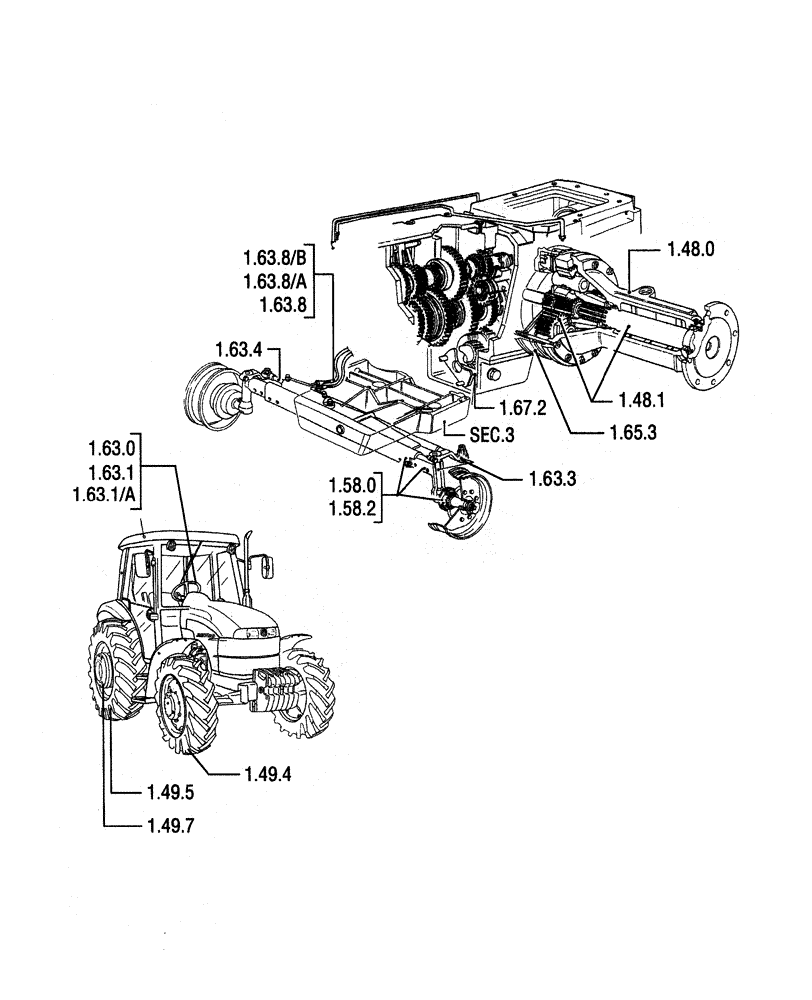 Схема запчастей Case IH JX75 - (SEC. 05) - REAR AXLE (00) - GENERAL