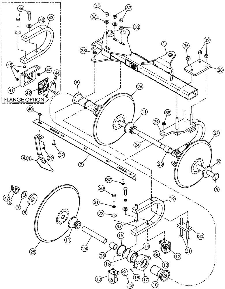 Схема запчастей Case IH 690 - (75.200.13) - WING DISK GANG (7 SHANK REAR WING ASSY) (QUANTITIES FOR ONE GANG ASSY) 2006 MODELS & PRIOR 