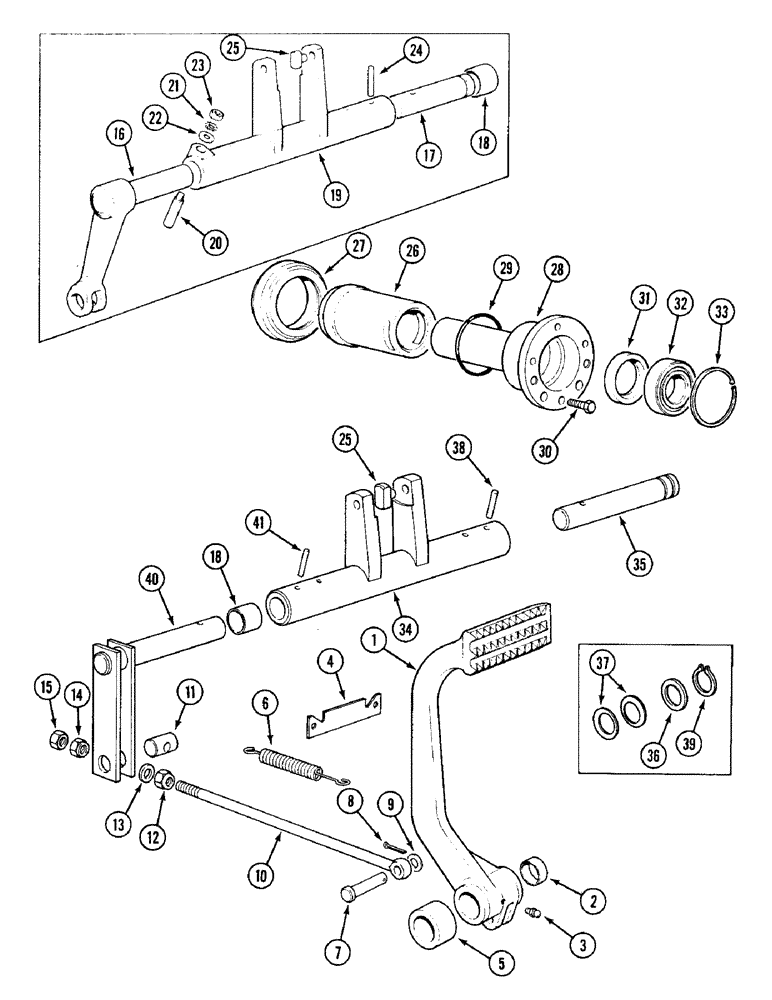 Схема запчастей Case IH 1394 - (6-184) - INDEPENDENT CLUTCH RELEASE MECHANISM, TRACTORS WITHOUT CAB (06) - POWER TRAIN