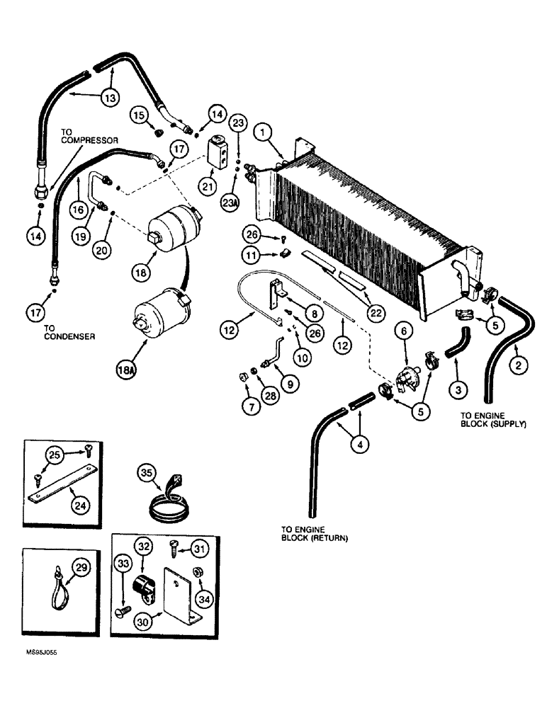 Схема запчастей Case IH 1688 - (9G-42) - HEATER AND AIR CONDITIONING, CAB CONNECTIONS, PRIOR TO P.I.N JJC0047025 (10) - CAB & AIR CONDITIONING