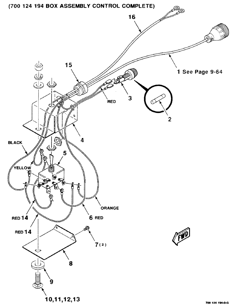 Схема запчастей Case IH 8530 - (9-62) - BALE THROWER ELECTRICAL CONTROL BOX ASSEMBLY, (700124194 CONTROL BOX ASSEMBLY COMPLETE) Decals & Attachments