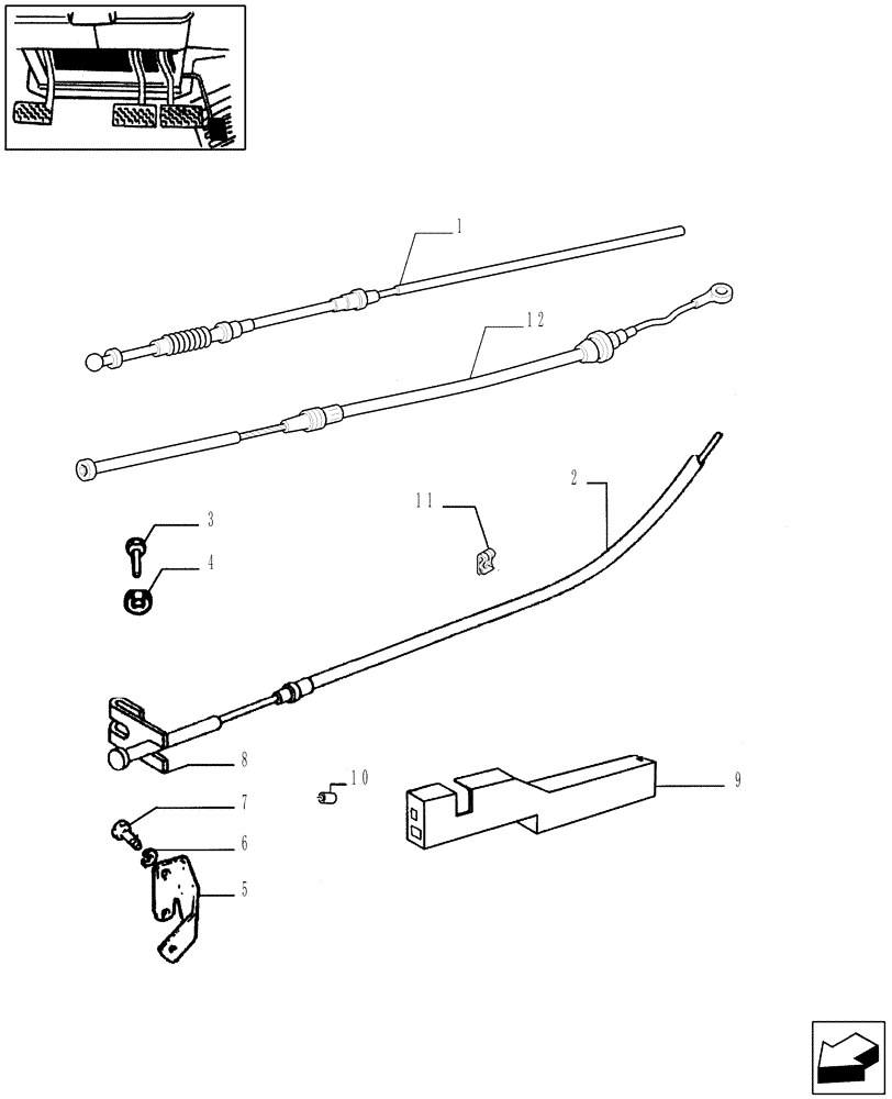 Схема запчастей Case IH JX90 - (1.10.0[02]) - ACCELERATOR CONTROL - SUPPORT AND FLEXIBLE CONTROL (02) - ENGINE EQUIPMENT