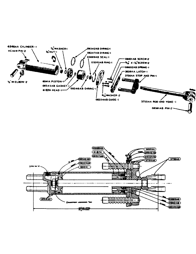 Схема запчастей Case IH DC-SERIES - (167) - HYDRAULIC SINGLE AND DUAL CONTROL UNIT, A3785AA PORTABLE CYLINDER, 3-1/4" X 8" (08) - HYDRAULICS