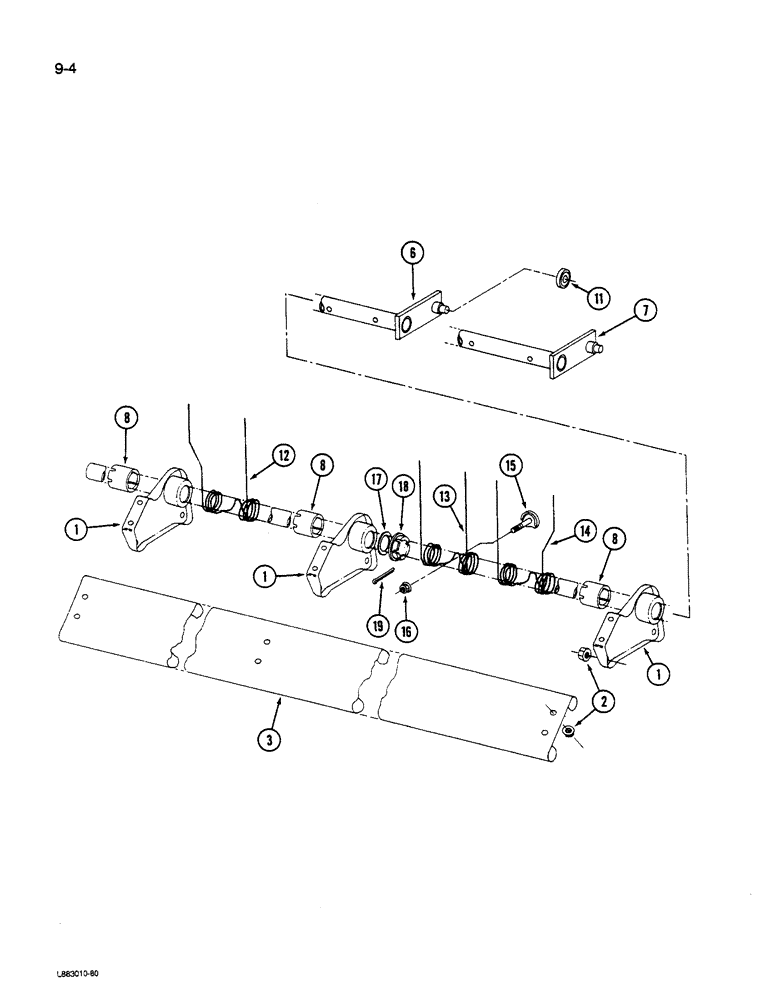 Схема запчастей Case IH 1190 - (9-004) - TINE BAR AND TINES, 1190 MOWER CONDITIONER (03) - CHASSIS/MOUNTED EQUIPMENT
