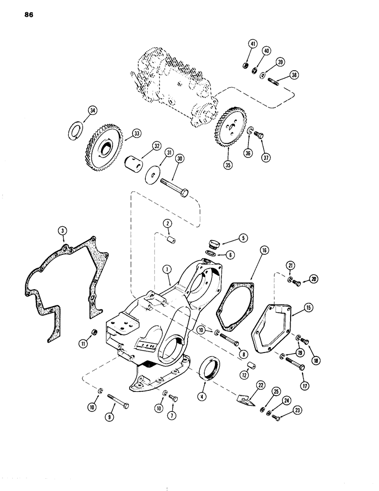 Схема запчастей Case IH 504DT - (086) - TIMING GEAR COVER, ENGINE LESS FUEL DEVICE, 504DTI AND 504DT DIESEL ENGINES (10) - ENGINE