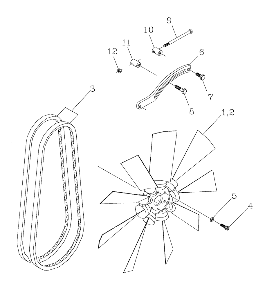 Схема запчастей Case IH 7700 - (C02[01]) - COOLING FAN AND DRIVE BELTS {108/125} Engine & Engine Attachments