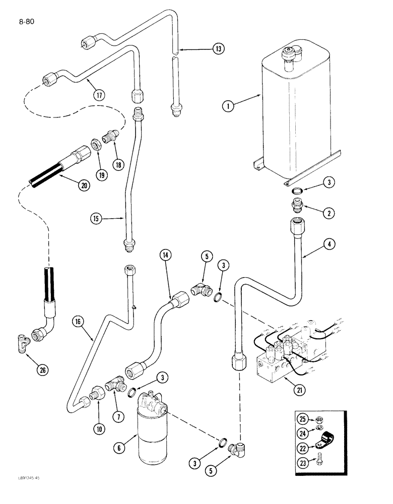 Схема запчастей Case IH 1844 - (8-80) - HYDRAULIC RETURN SYSTEM TO RESERVOIR, 1844 COTTON PICKER (07) - HYDRAULICS