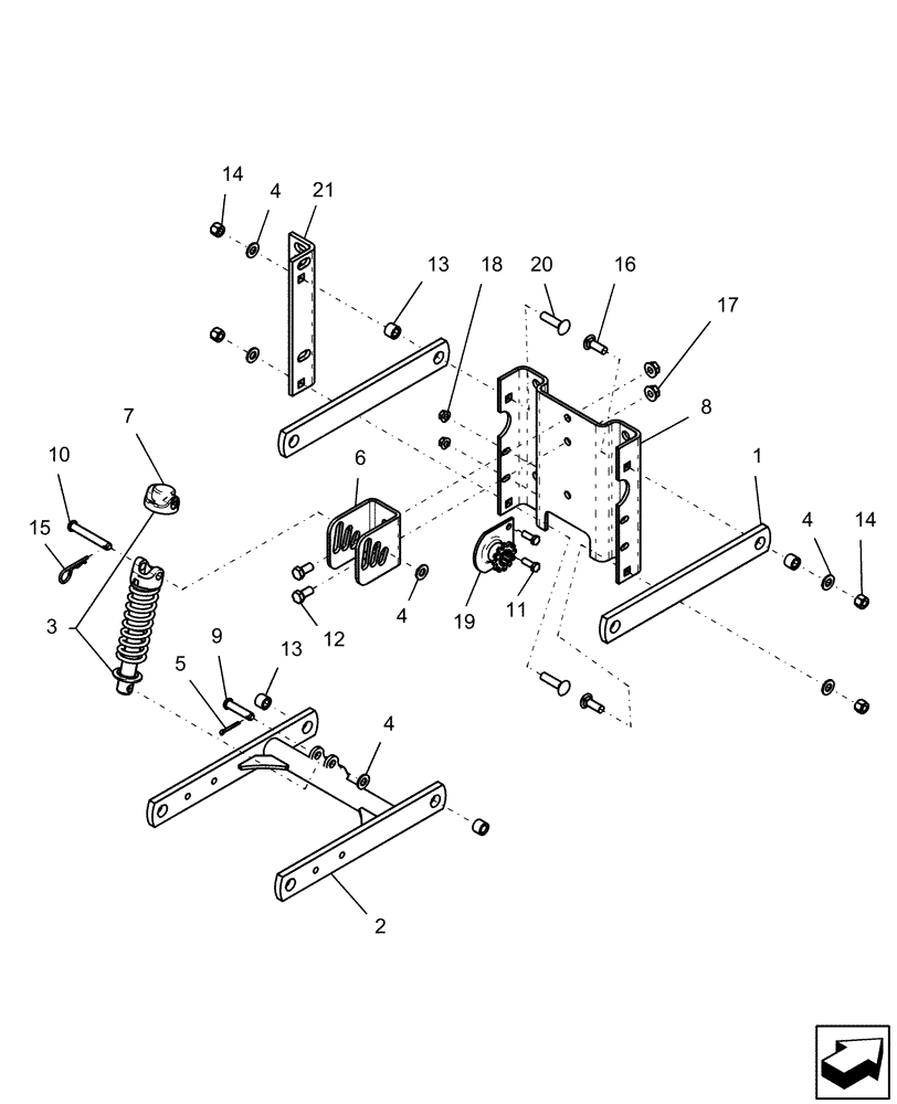 Схема запчастей Case IH 1220 - (75.200.03) - DOWN PRESSURE STANDARD AND OFFSET LINKAGE (75) - SOIL PREPARATION