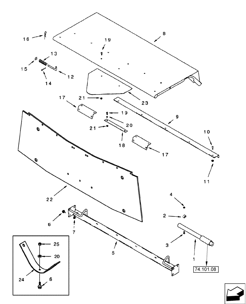 Схема запчастей Case IH 2588 - (90.114.05) - CLEANING SHOE DOOR - SHIELD - MODELS WITH STRAW AND CHAFF SPREADER (90) - PLATFORM, CAB, BODYWORK AND DECALS