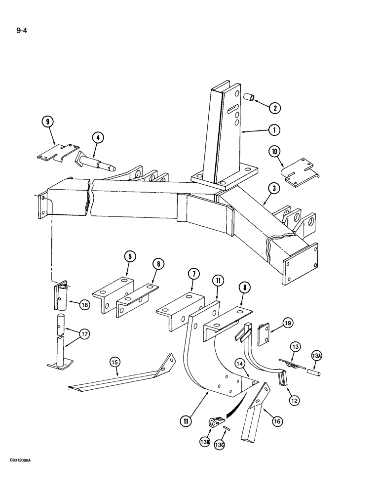 Схема запчастей Case IH 10 - (9-04) - MAST AND FRAME, 10 SUBSOIL CHISEL, 5, 7 AND 9 SHANK (09) - CHASSIS/ATTACHMENTS