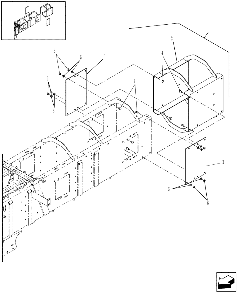 Схема запчастей Case IH SB551 - (39.100.02) - BALE CASE EXTENSION LESS HAY DOORS (39) - FRAMES AND BALLASTING