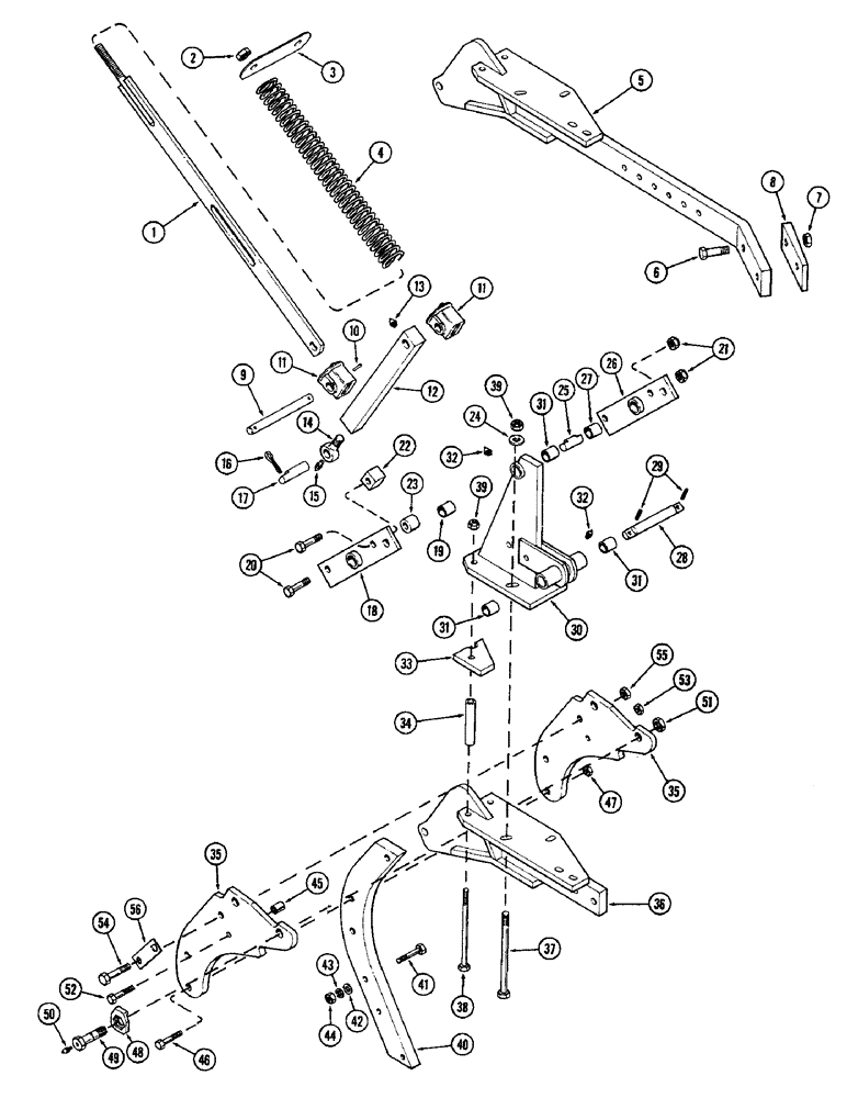 Схема запчастей Case IH 308 - (16) - SPRING AUTOMATIC RESET BEAM 