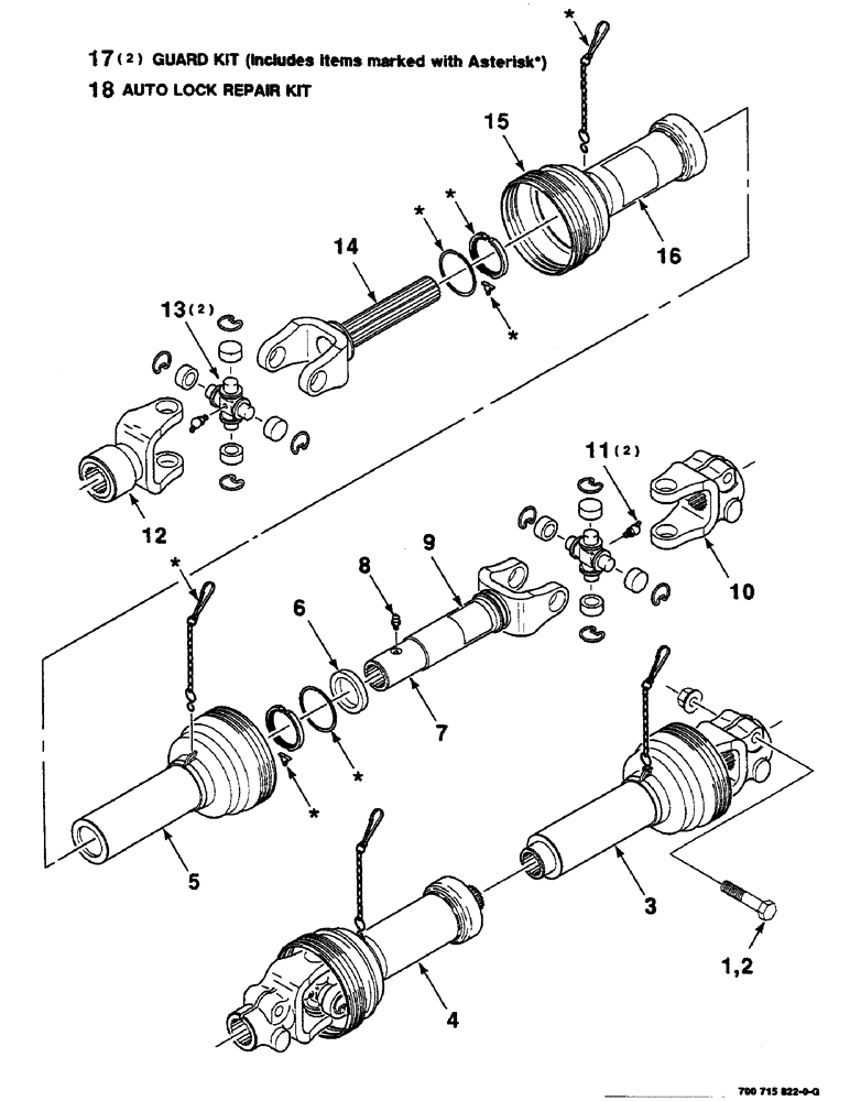Схема запчастей Case IH 8585 - (2-10) - IMPLEMENT DRIVELINE ASSEMBLY, TYPE 3, 1-3/4" DIAMETER X 20 SPLINE Driveline