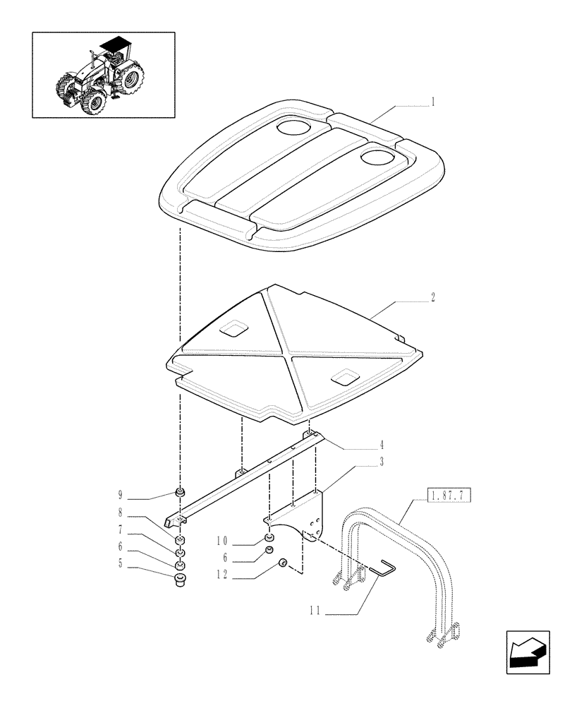 Схема запчастей Case IH MXU115 - (1.87.7/01) - (VAR.857) CANOPY FOR ROPS (08) - SHEET METAL