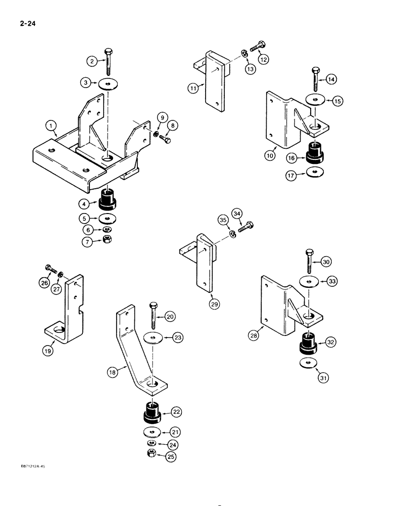 Схема запчастей Case IH 1825 - (2-24) - ENGINE MOUNTING (02) - ENGINE