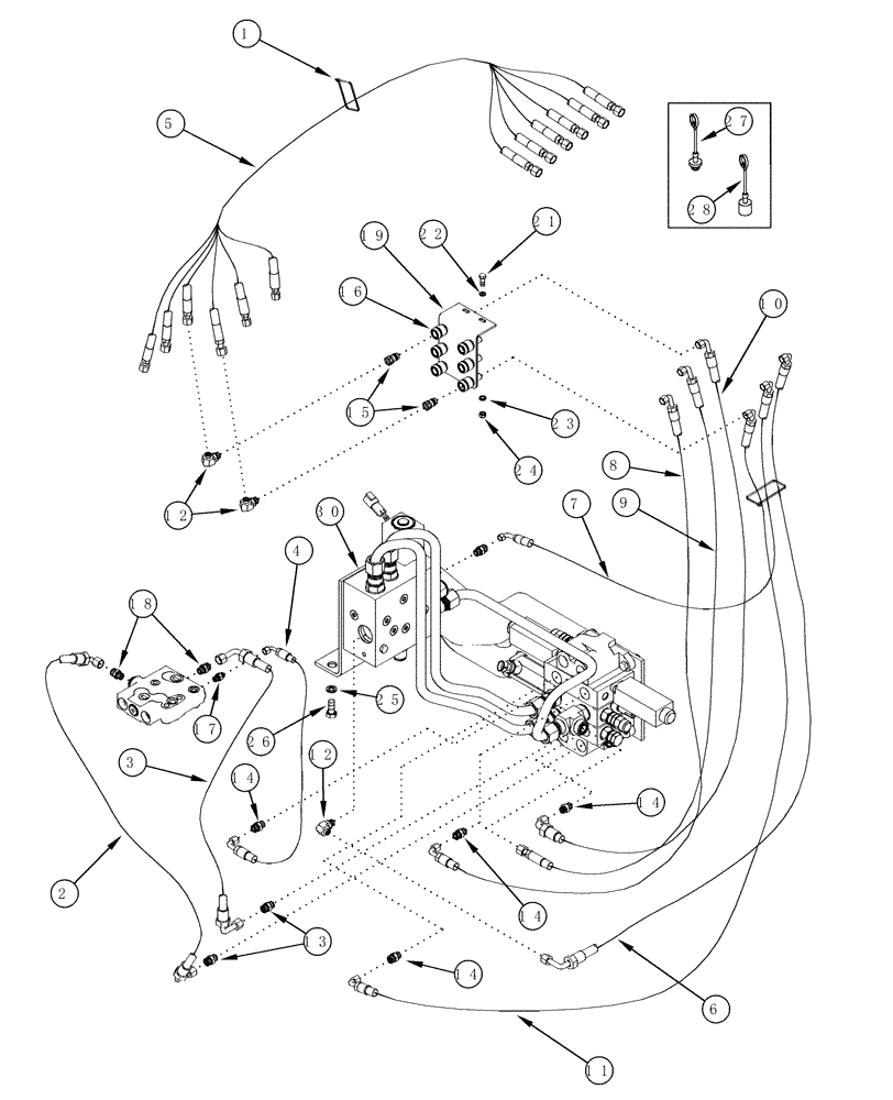 Схема запчастей Case IH L555 - (08-24) - HYDRAULICS EXTERNAL VALVE 3 FUNCTION MX80C - MX100C WITH SELF LEVELING (08) - HYDRAULICS