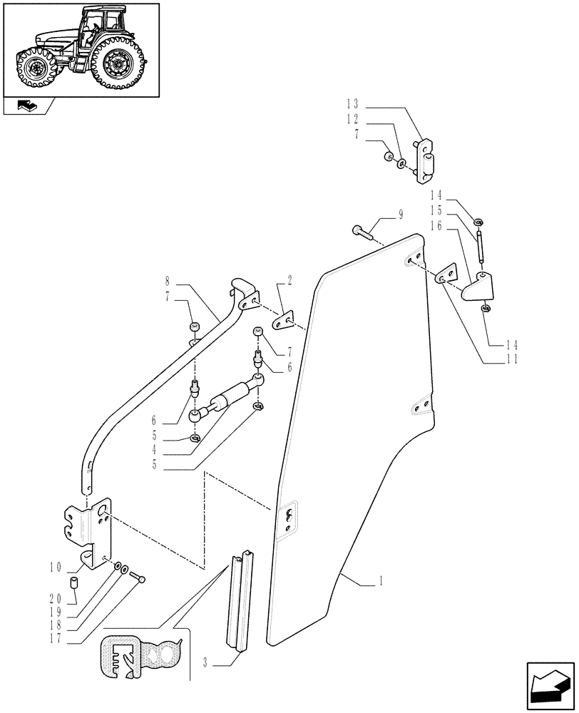 Схема запчастей Case IH FARMALL 85U - (1.92.2[01]) - DOORS - W/CAB (10) - OPERATORS PLATFORM/CAB