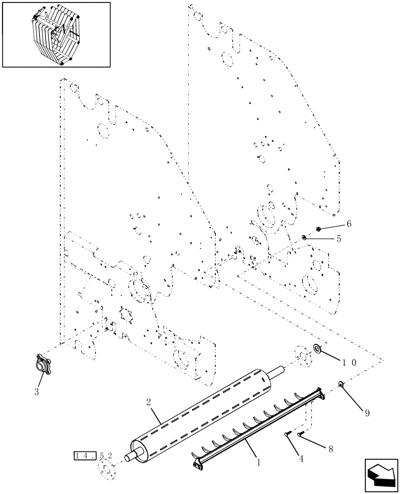 Схема запчастей Case IH RBX452 - (14.13) - STARTER ROLL & RAKE, STUFFER FEEDER, EUROPE & R.O.W. (14) - BALE CHAMBER
