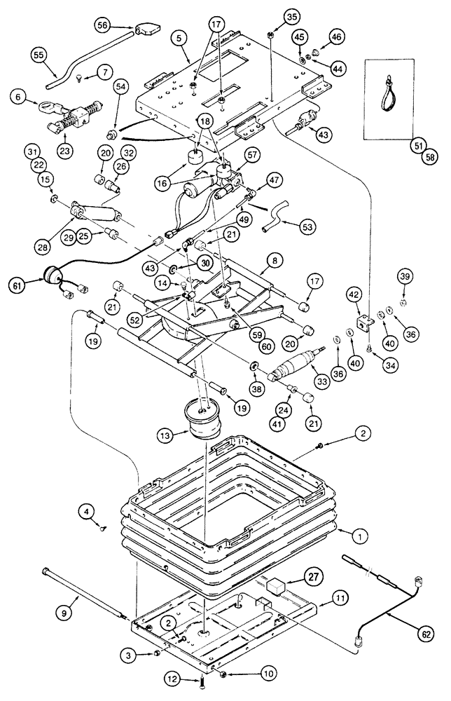Схема запчастей Case IH 5230 - (9-148) - SEAT, AIR SUSPENSION, STANDARD FOR CAB MACHINES, DELUXE FOR NON CAB (09) - CHASSIS/ATTACHMENTS