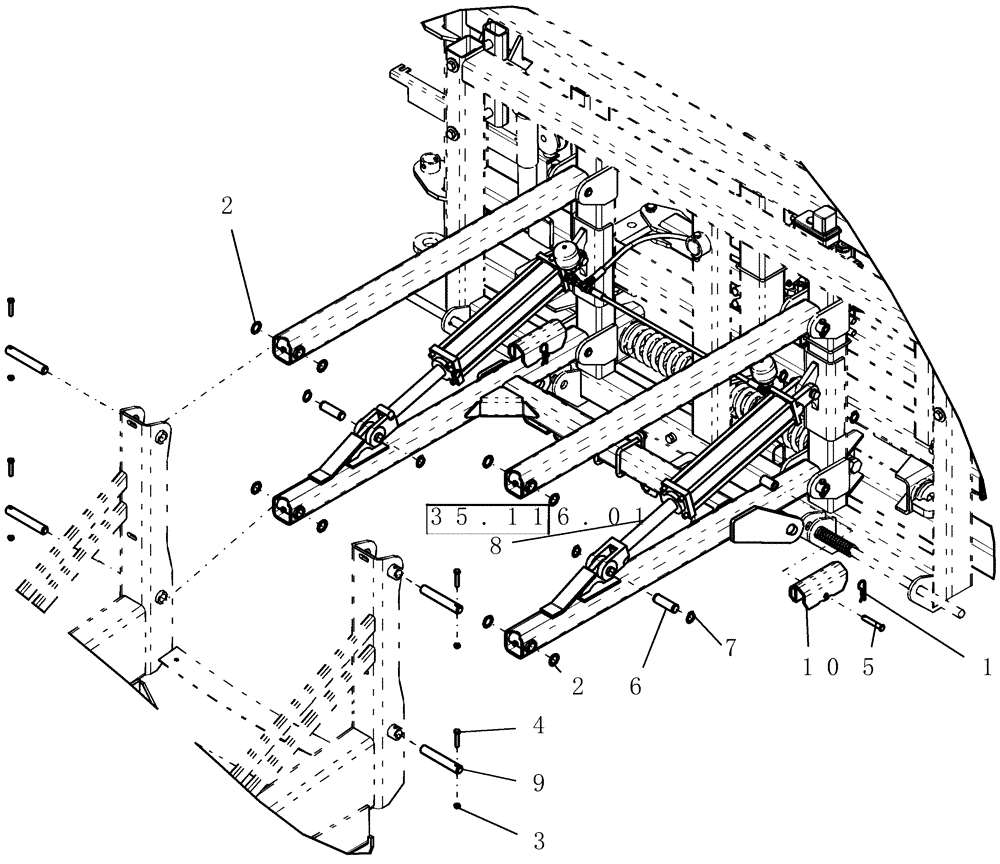 Схема запчастей Case IH 160 - (39.100.04) - MAIN FRAME - SUSPENDED BOOM - PARALLEL LINKS TO REAR FRAME (39) - FRAMES AND BALLASTING
