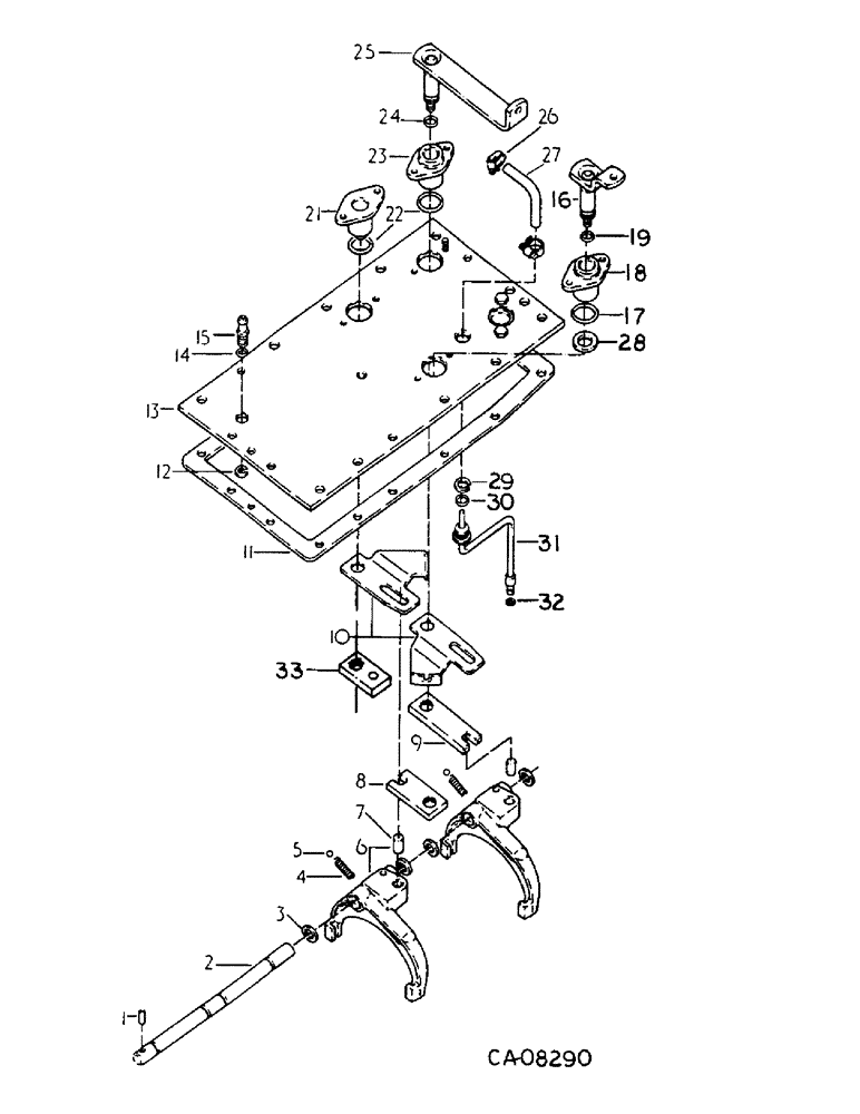 Схема запчастей Case IH 584 - (07-28) - GEAR SHIFT MECHANISM, SPEED TRANSMISSION, H SHIFT PATTERN (04) - Drive Train