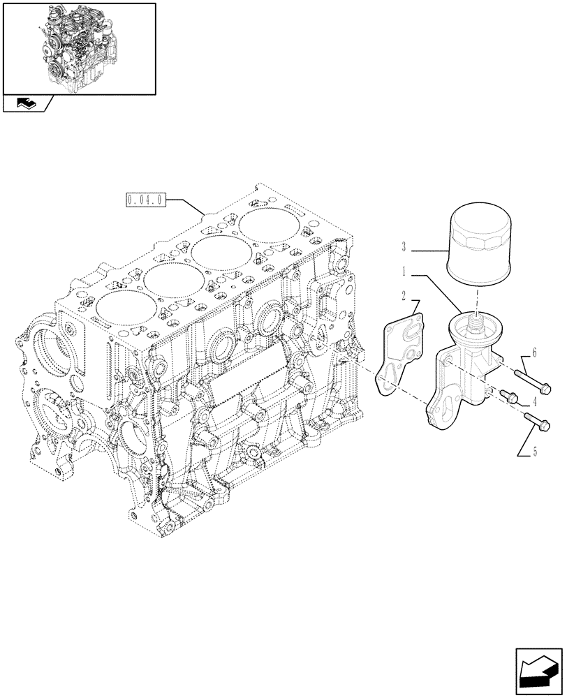 Схема запчастей Case IH FARMALL 60 - (0.30.2) - FILTER ENGINE OIL (01) - ENGINE
