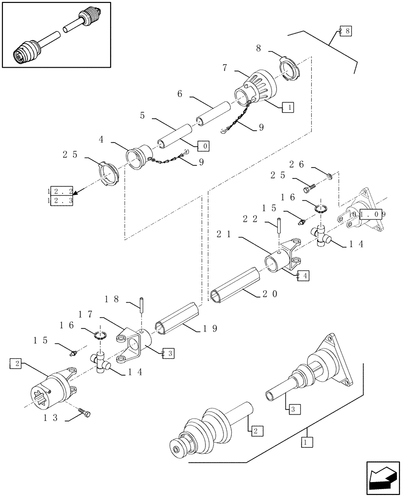 Схема запчастей Case IH LBX331P - (01.05[01]) - POWER TAKE-OFF, REAR (01) - POWER TAKE OFF