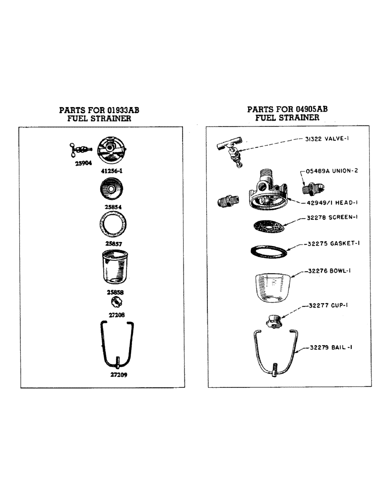 Схема запчастей Case IH LE - (47) - PARTS FOR O1933AB FUEL STRAINER 