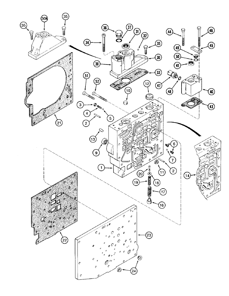 Схема запчастей Case IH 7120 - (6-084) - TRANSMISSION CONTROL VALVE ASSEMBLY, BODY SECTION AND BODY PLATE, FOUR SPEED REVERSE VALVES (06) - POWER TRAIN